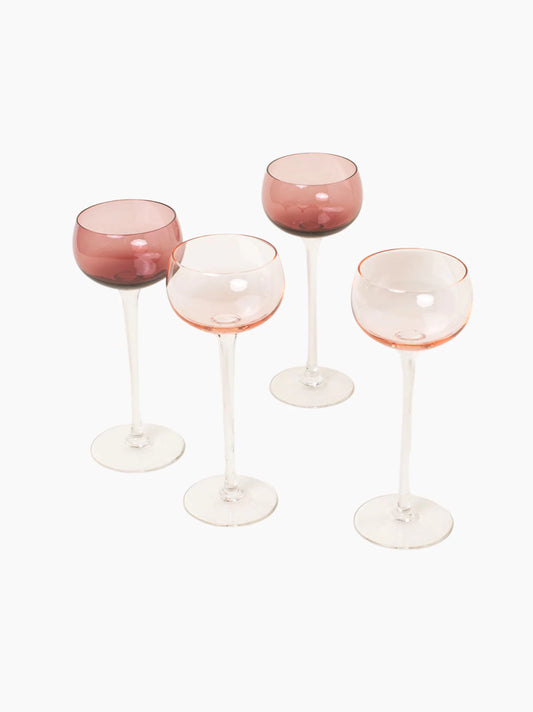 Peach And Burgundy Wine Glasses Set of 4