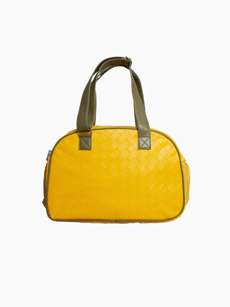 Yellow Woven Leather Pickleball Bag