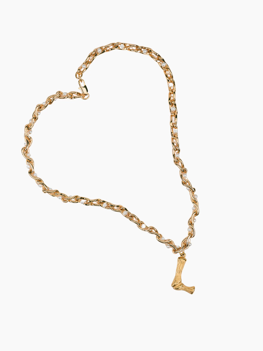 Pearl Gold Initial Chain