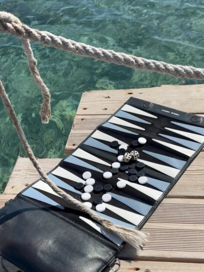 Black Travel Backgammon Bag