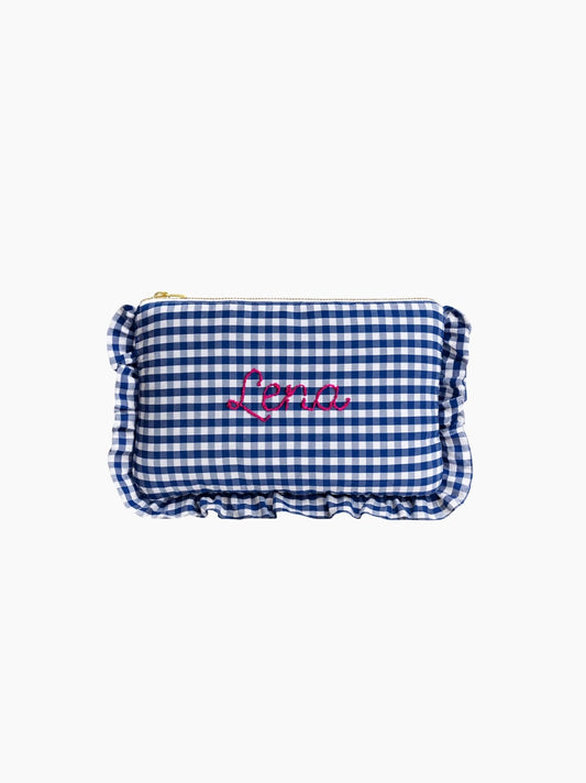 Personalised Navy Blue Vichy Baby Zip Pouch