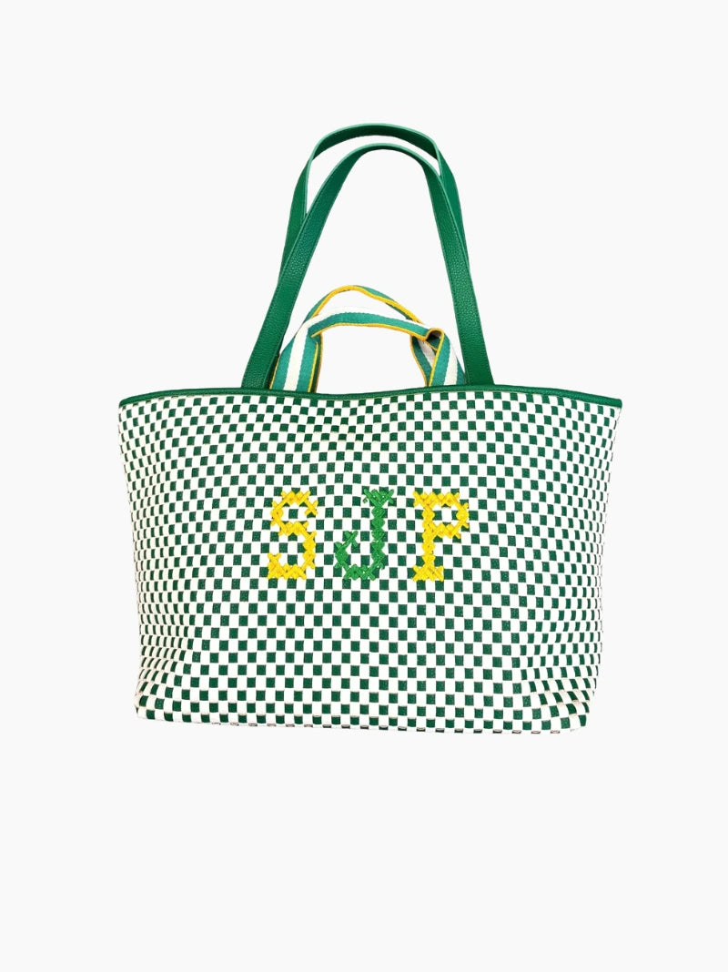 Monogrammed Embroidered Woven Bag