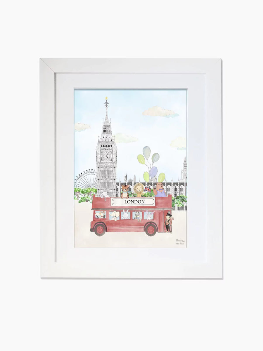 Personalised Animals at Big Ben Kids Art Print