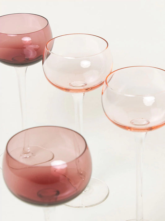 Peach And Burgundy Wine Glasses Set of 4