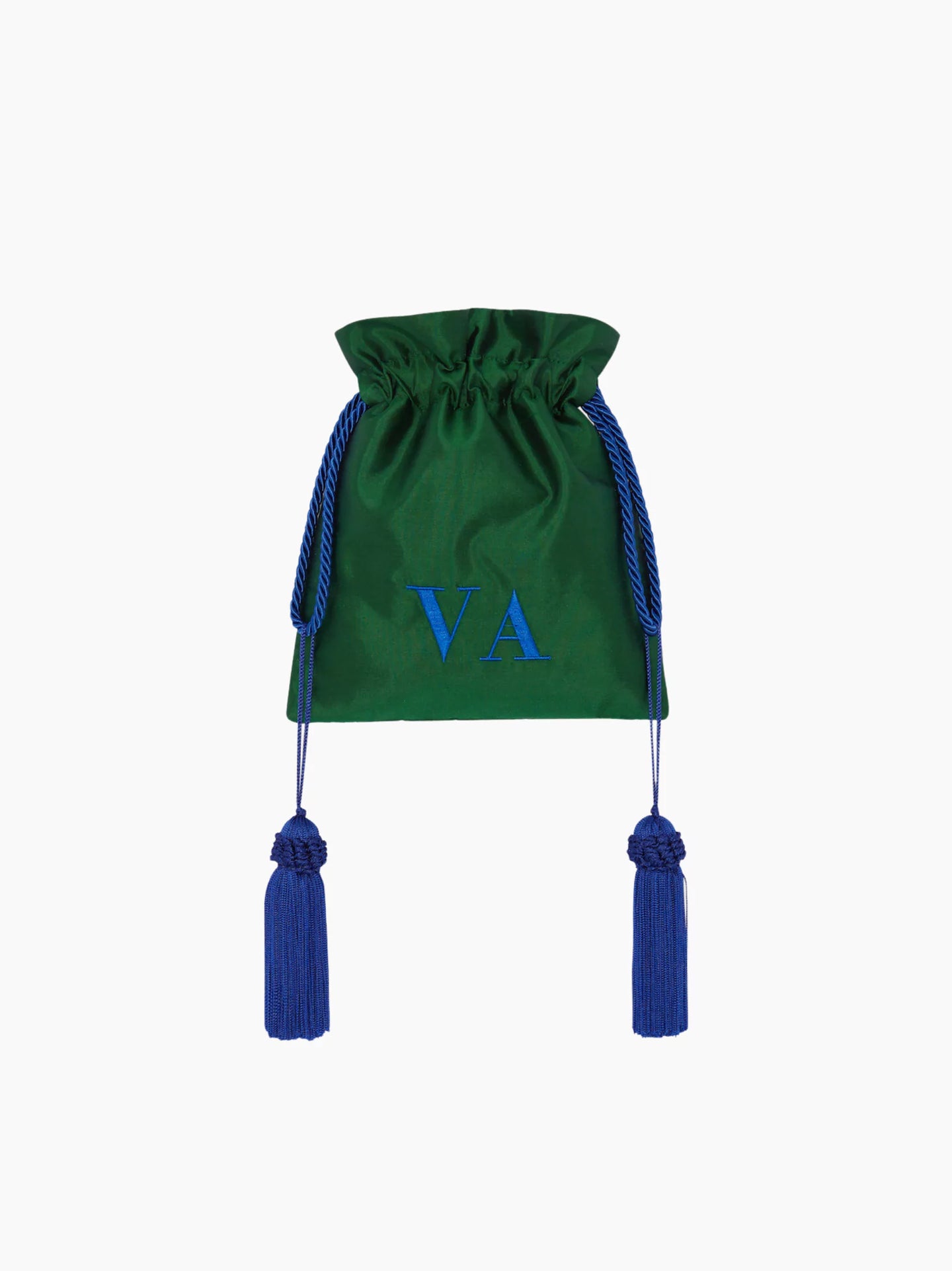 Emerald Green and Electric Blue Silk Pouch Bag