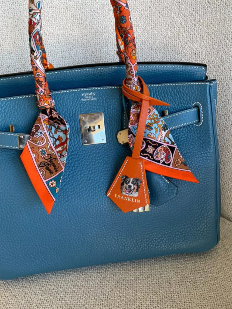Orange Leather Pet Charm