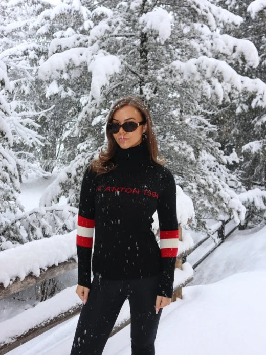 St Anton Black Knitted Jumper