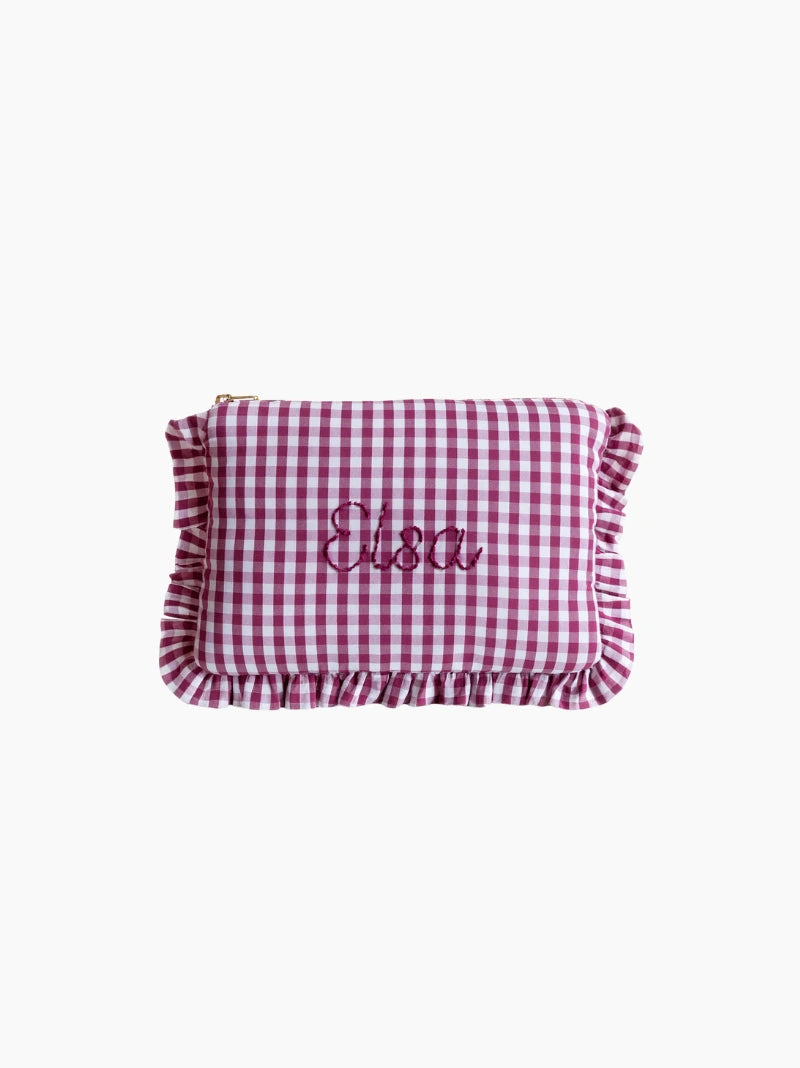 Personalised Bordeaux Vichy Baby Zip Pouch