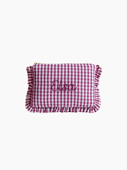 Personalised Bordeaux Vichy Baby Zip Pouch