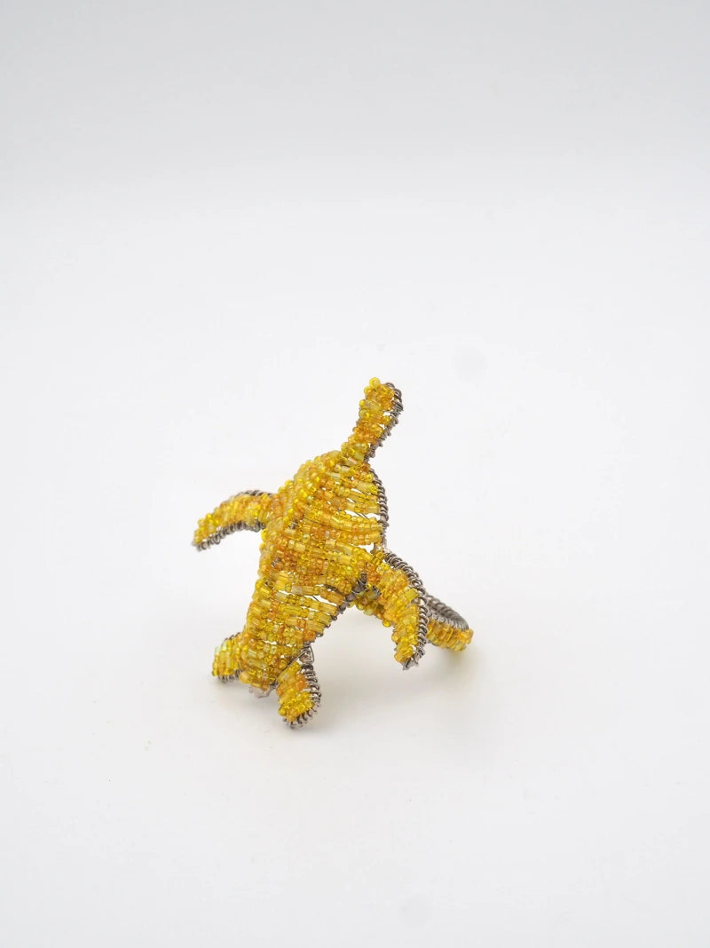 Turtle Yellow Beaded Napkin Ring Set