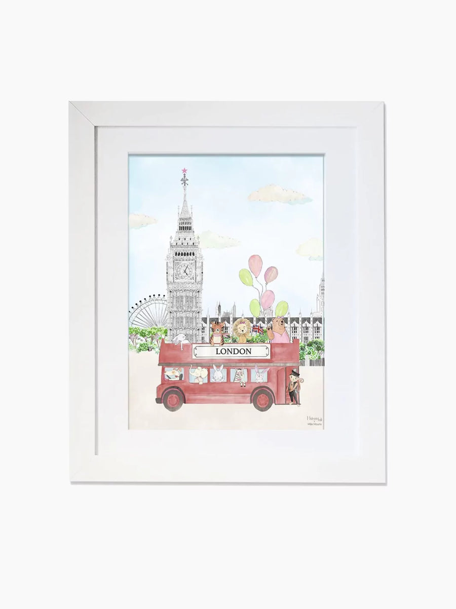 Personalised Animals at Big Ben Kids Art Print