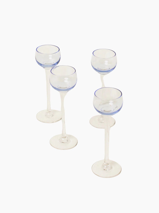 Soft Blue Liquor Glasses Set of 4