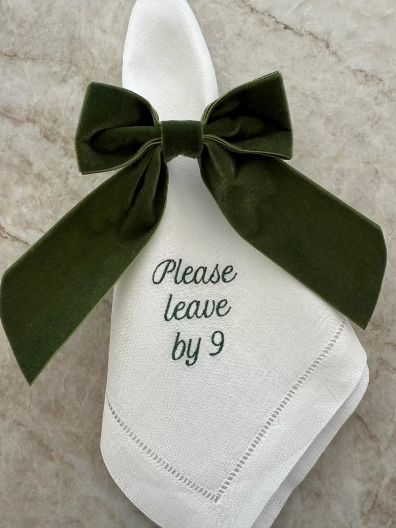Please Leave By 9 Dinner Napkins Set of 12