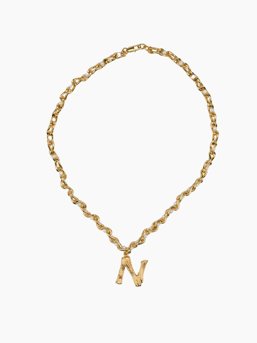 Pearl Gold Initial Chain
