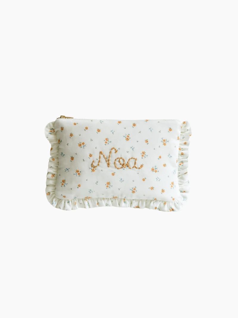 Personalised Small Flowers Zipped Baby Zip Pouch