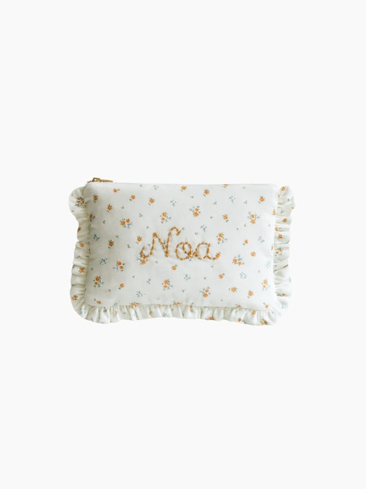 Personalised Small Flowers Zipped Baby Zip Pouch