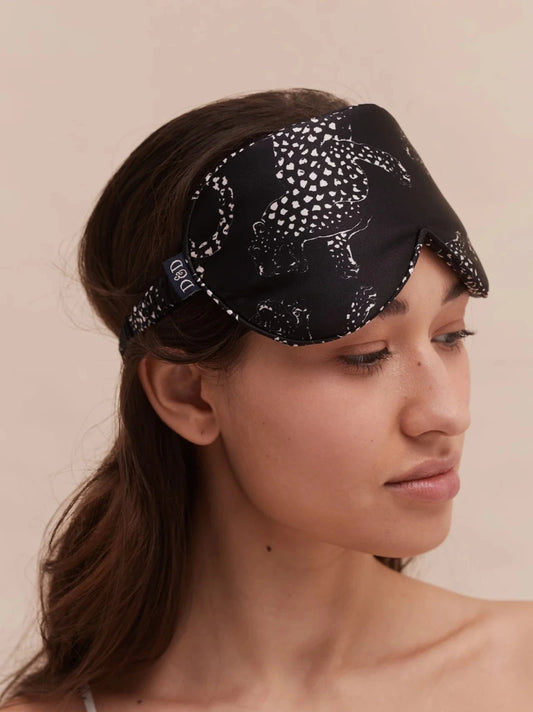 Personalised Navy Leopard Silk Eye Mask