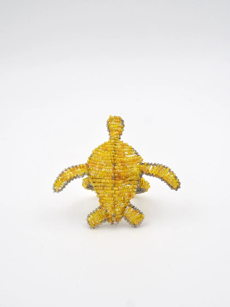 Turtle Yellow Beaded Napkin Ring Set
