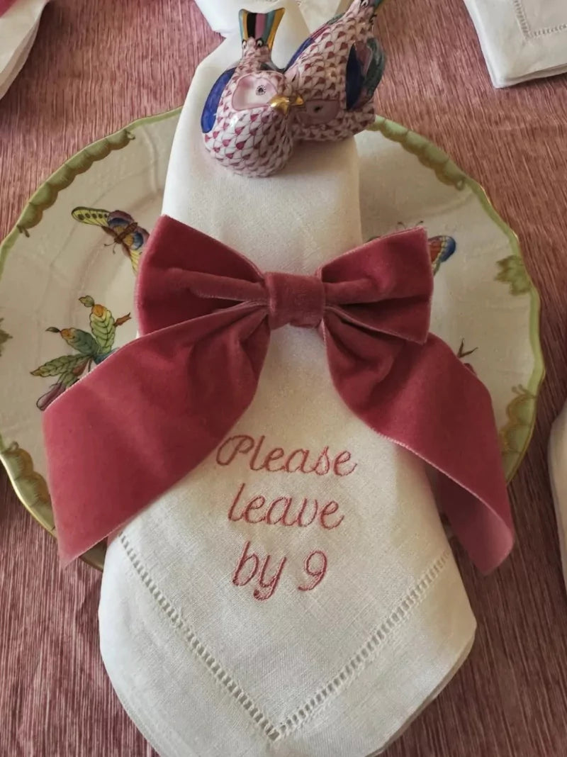 Please Leave By 9 Dinner Napkins Set of 12