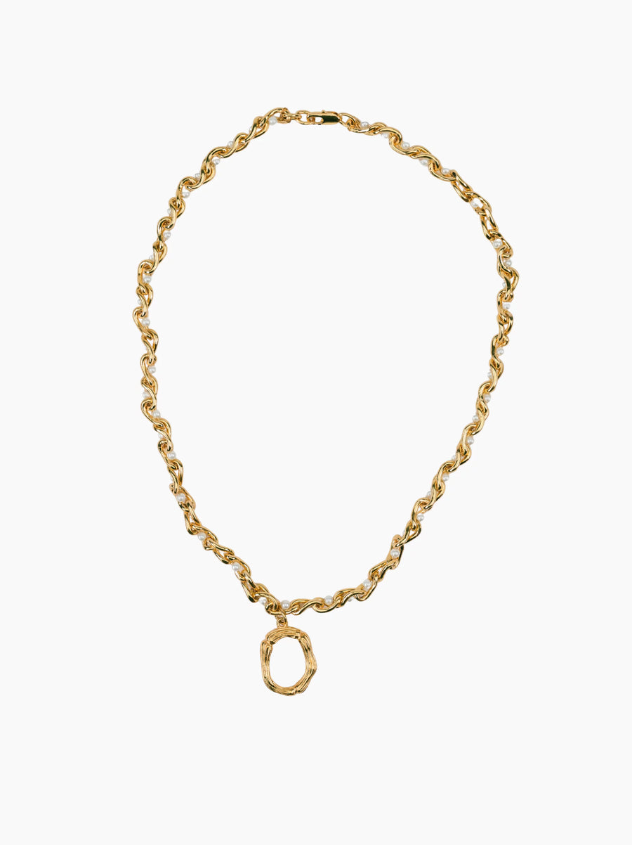 Pearl Gold Initial Chain