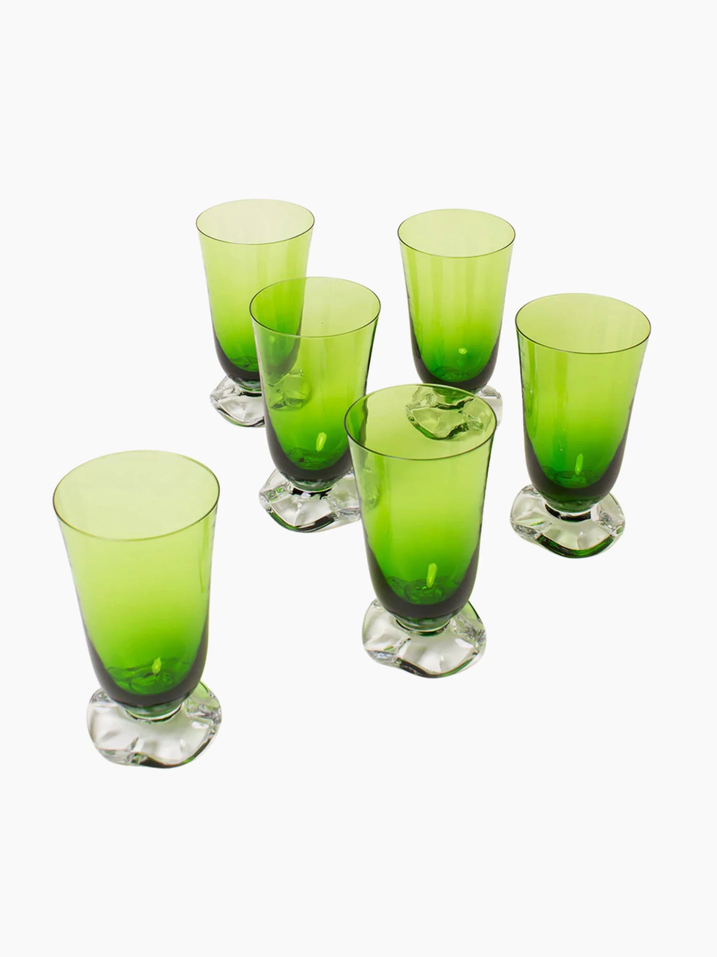 Green Handblown Glasses Set of 6