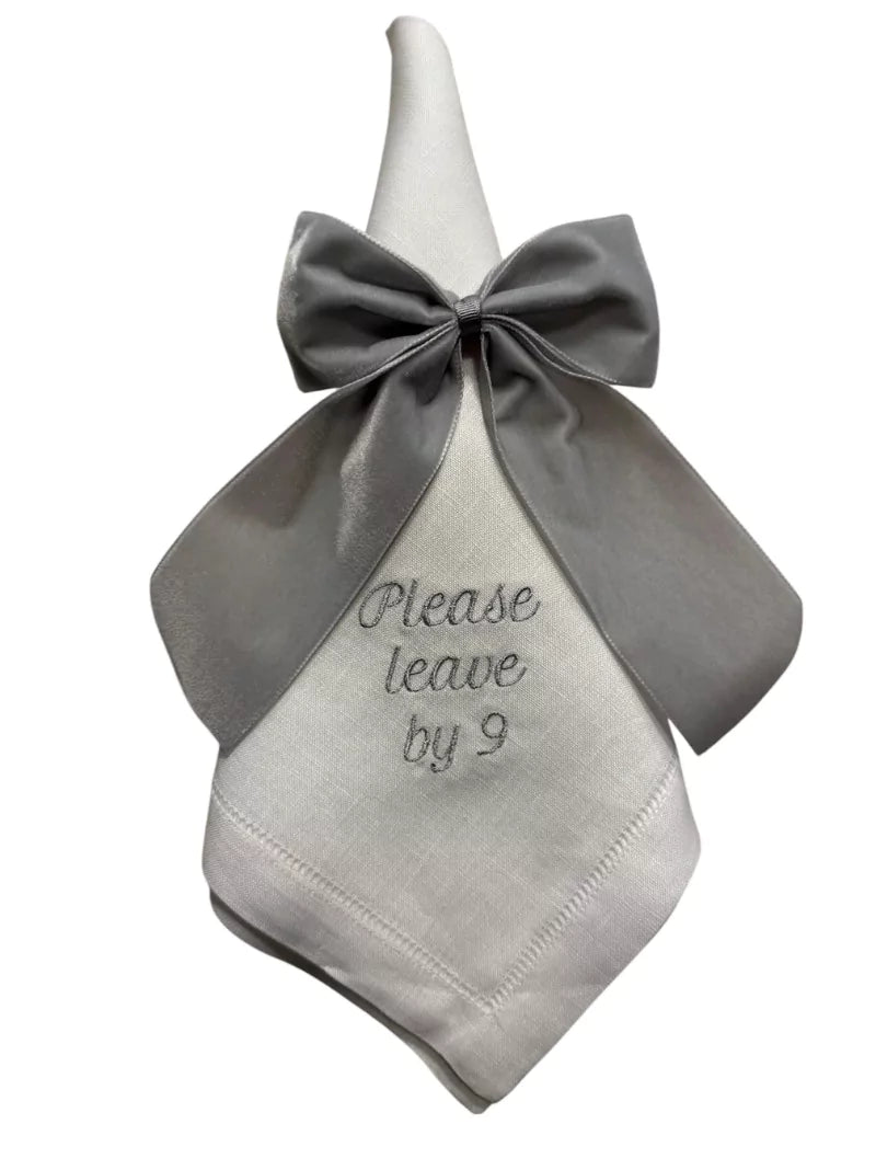 Please Leave By 9 Dinner Napkins Set of 12