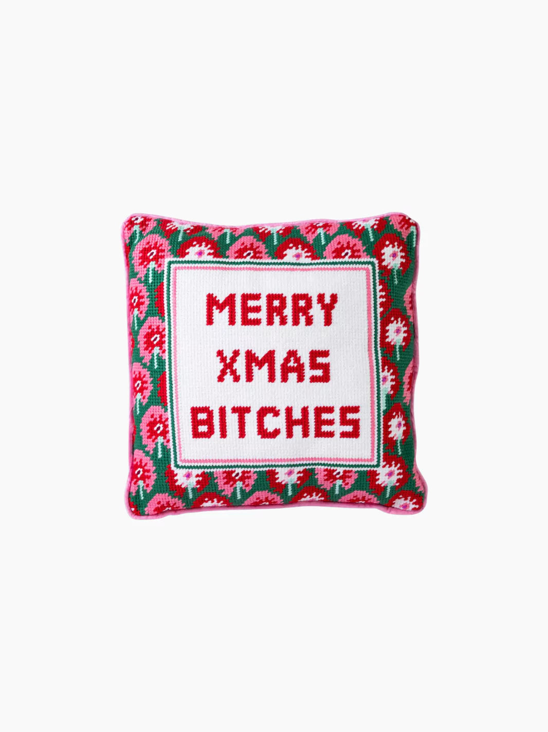 Merry Xmas Bitches Needlepoint Pillow