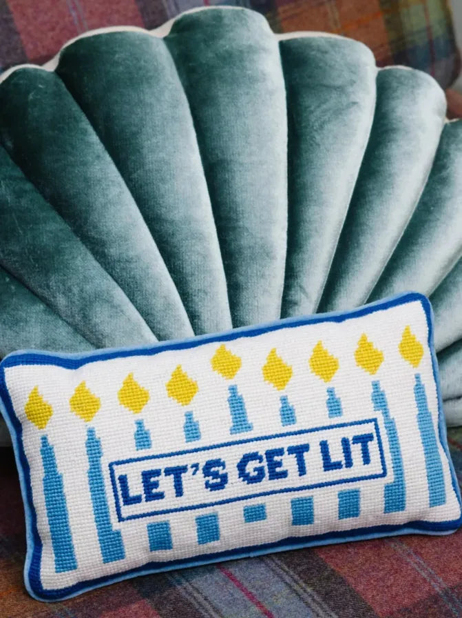 Let's Get Lit Needlepoint Pillow