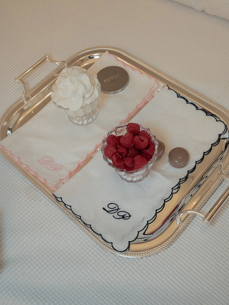 Personalised Pink Scallop Handkerchief