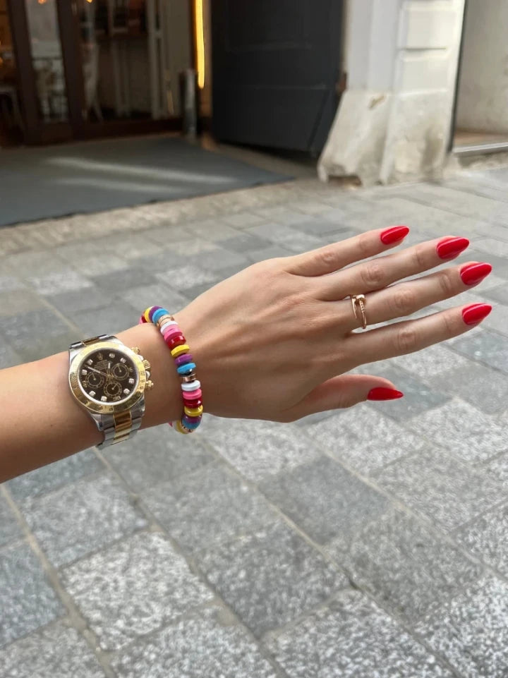 Gold Rainbow Beaded Bracelet