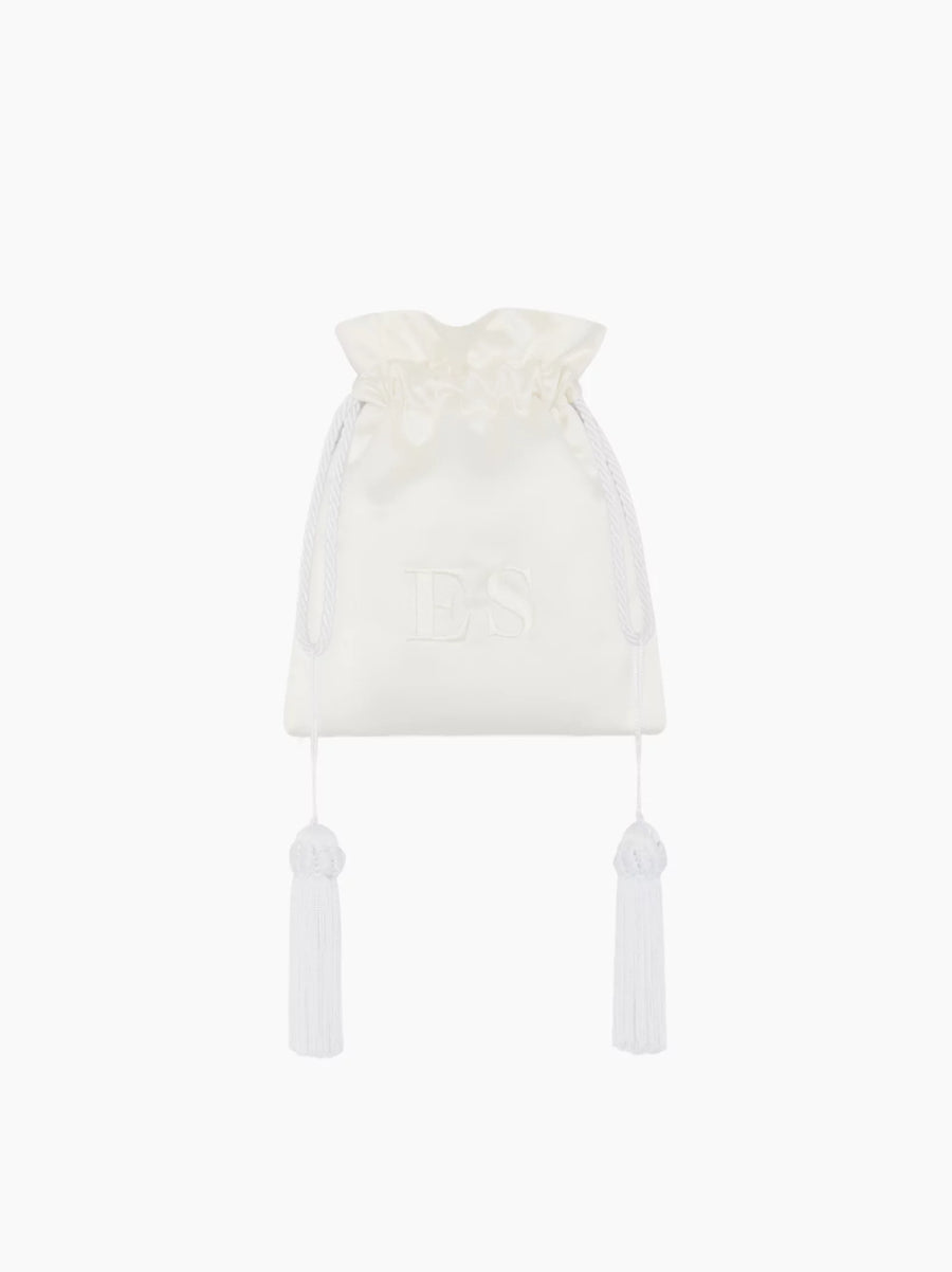 White Silk Satin Pouch Bag