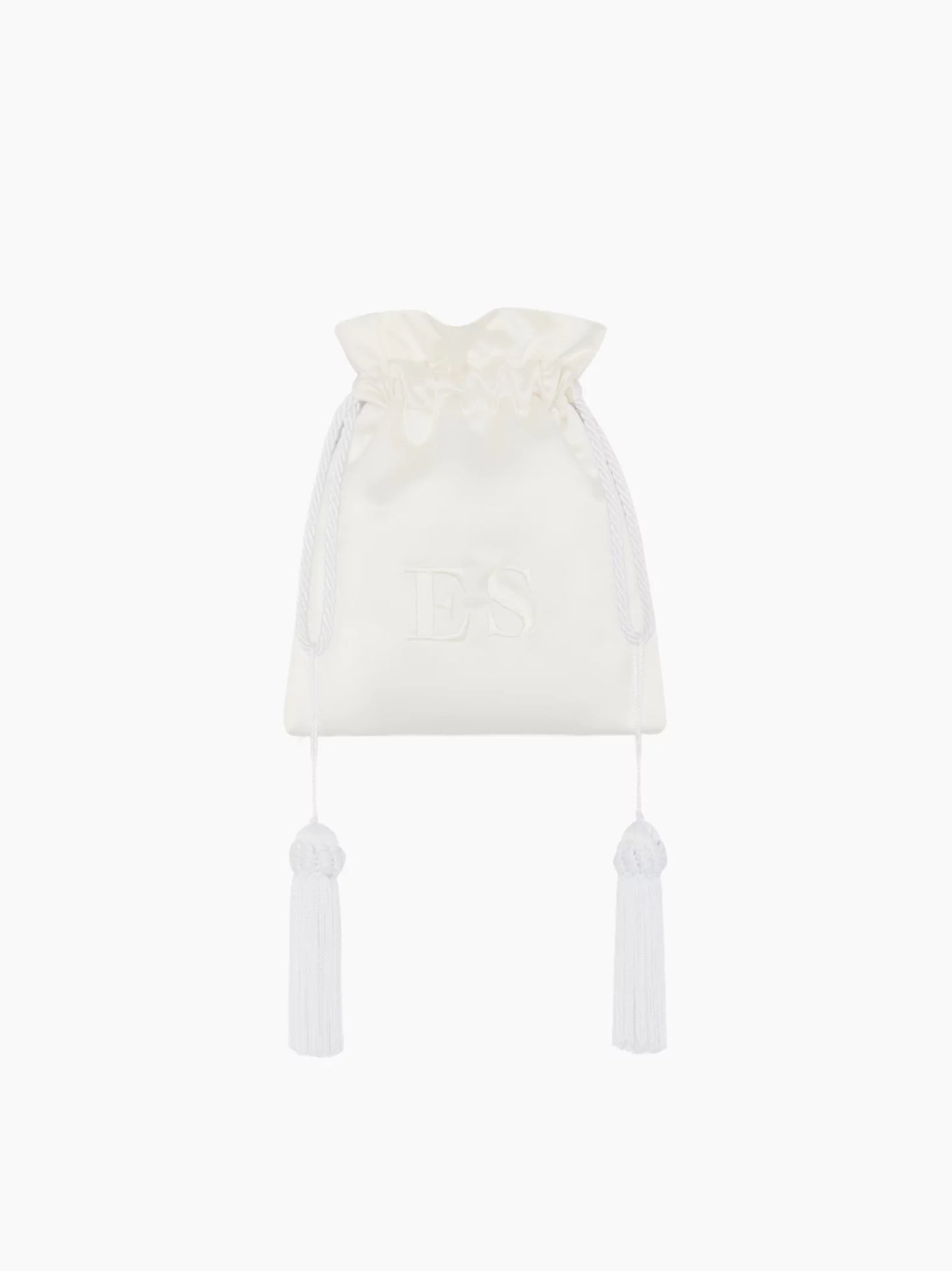 White Silk Satin Pouch Bag