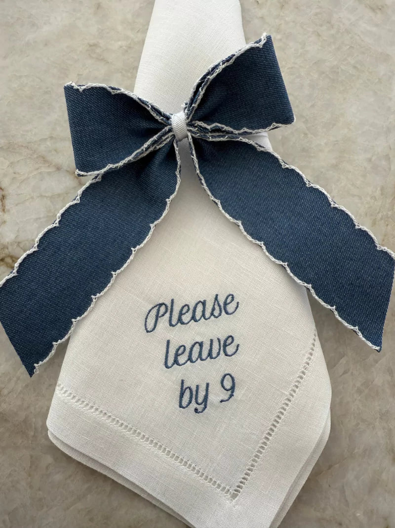 Please Leave By 9 Dinner Napkins Set of 12