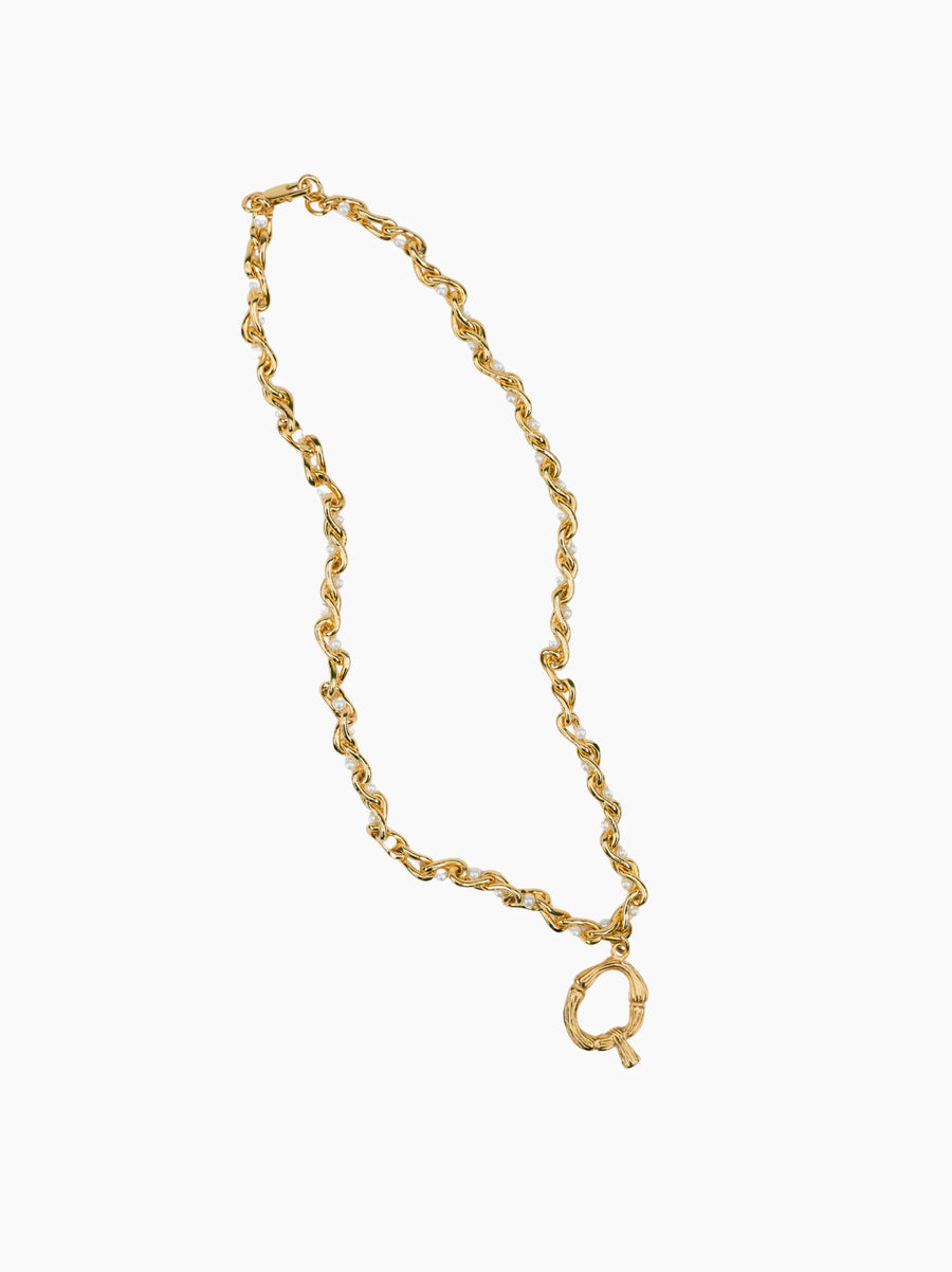 Pearl Gold Initial Chain