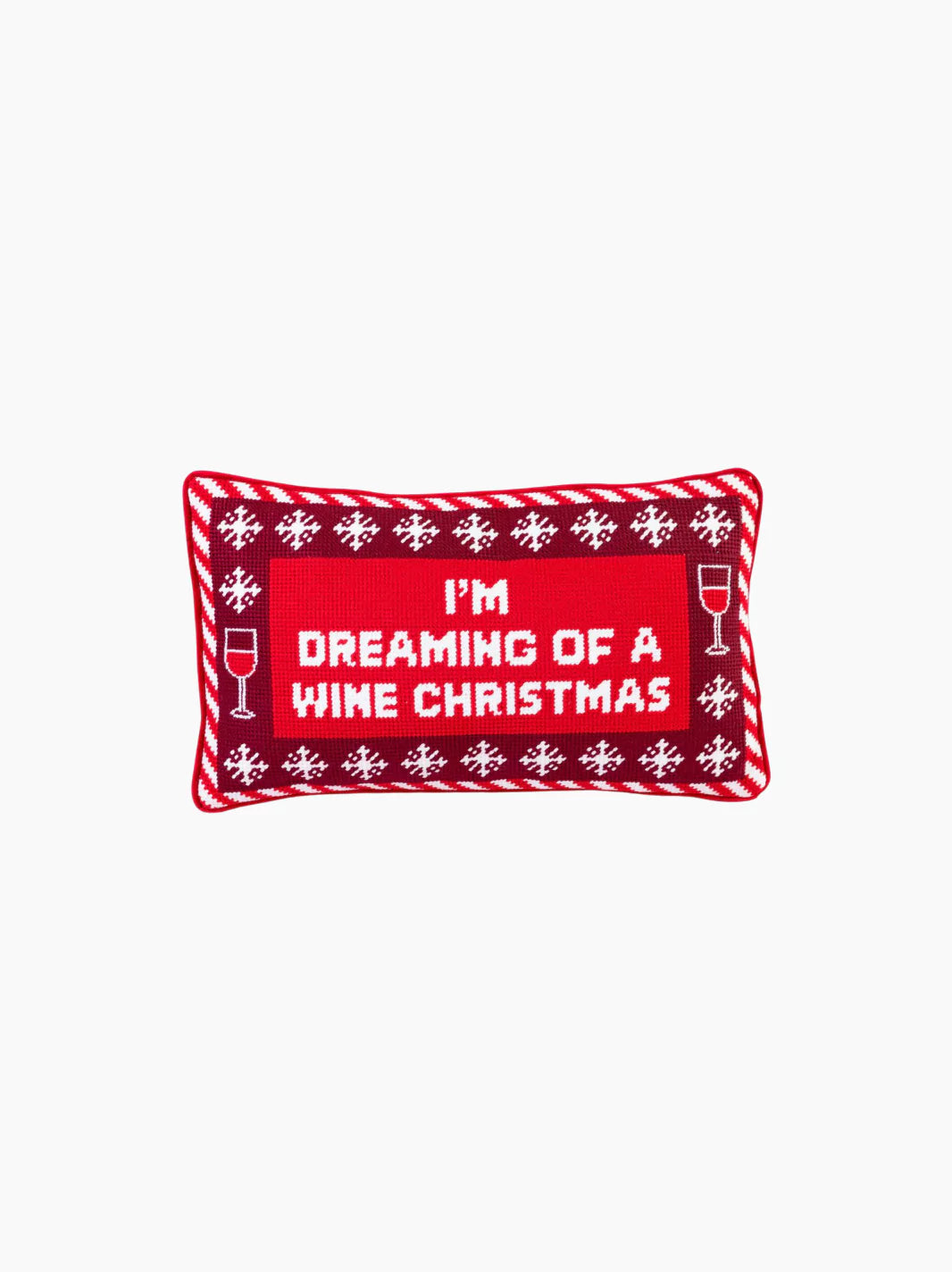 Dreaming of A Wine Christmas Needlepoint Pillow