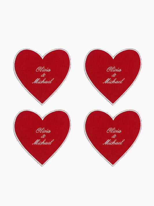 Personalised Heart Cocktail Napkins Set