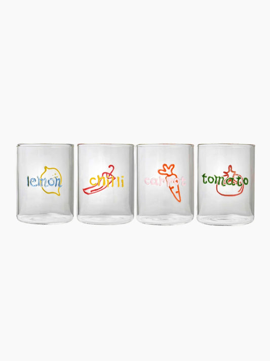 Farmers Market Glass Set of 4