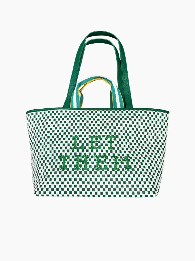 Let Them Embroidered Woven Bag