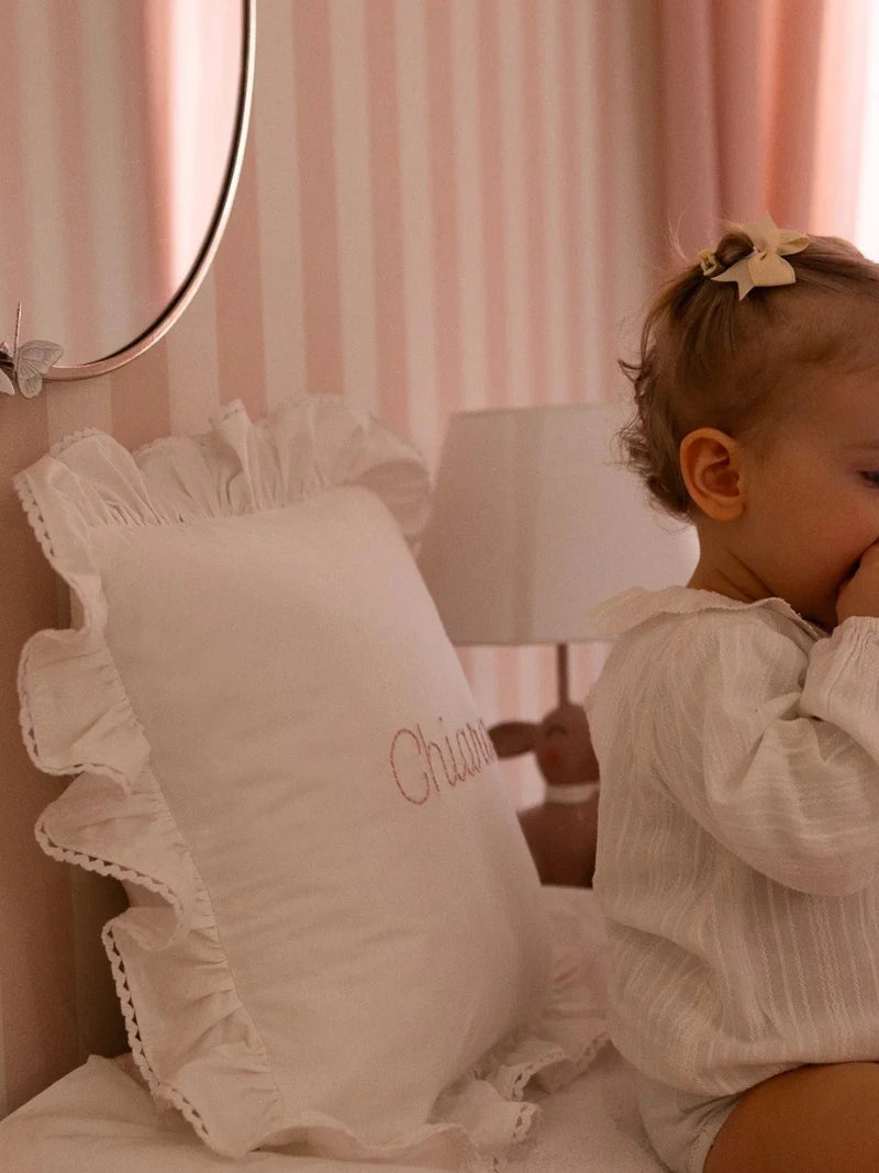 Personalised Ruffle Baby Cushion Cover