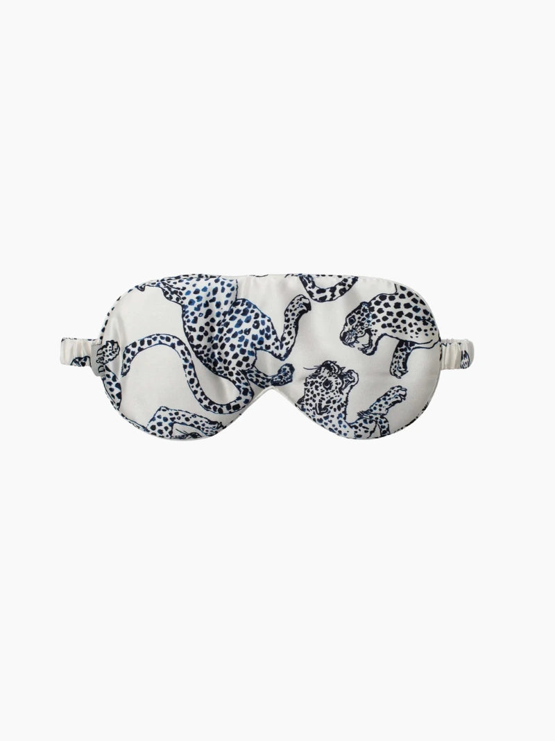 Personalised Cream Leopard Silk Eye Mask
