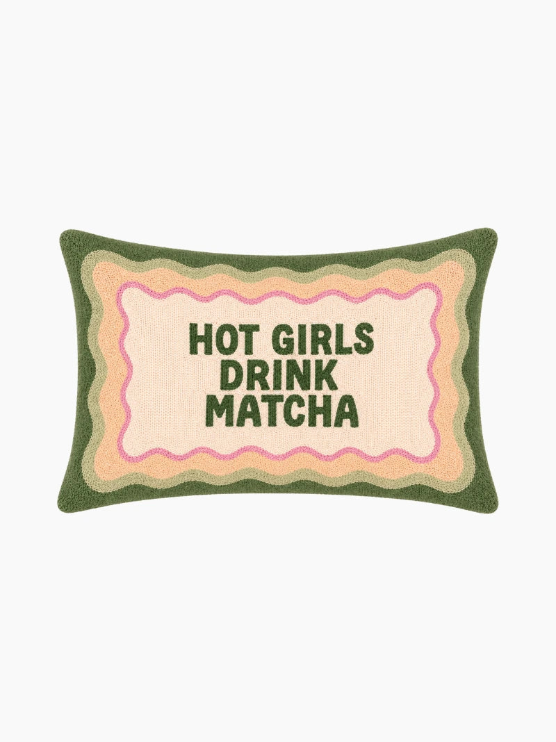 Hot Girls Drink Matcha Needlepoint Cushion