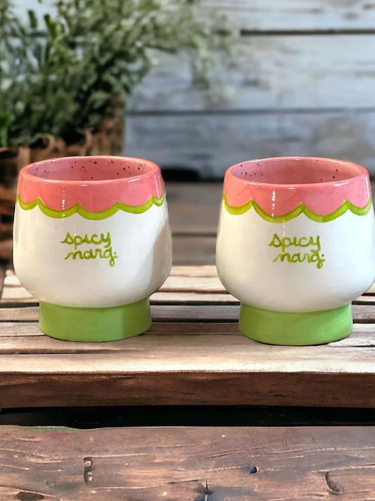 Green and Pink Spicy Marg Glasses Set of 2