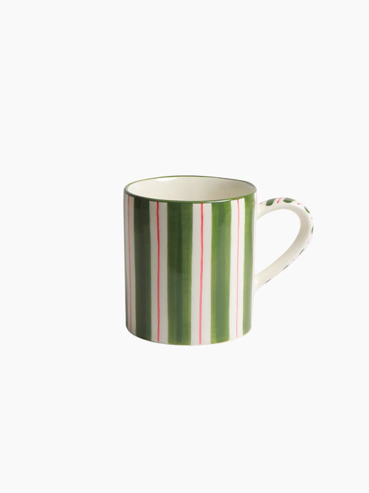 Holly Jolly Striped Christmas Mug