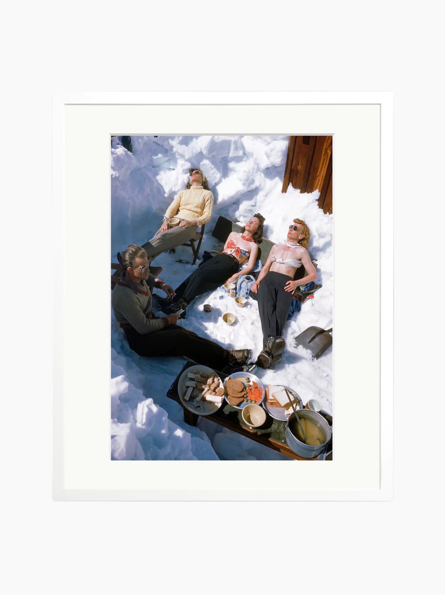 Skiers Sunbathing Art Print