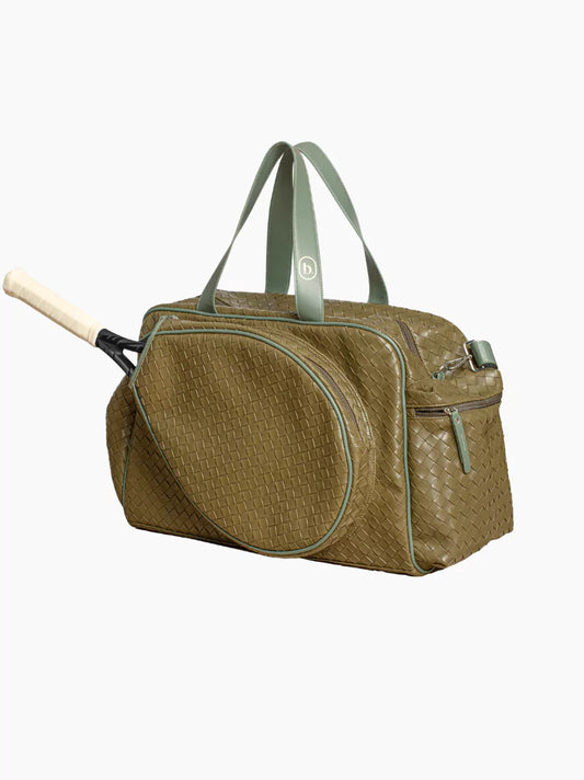 Green Woven Leather Racket Bag