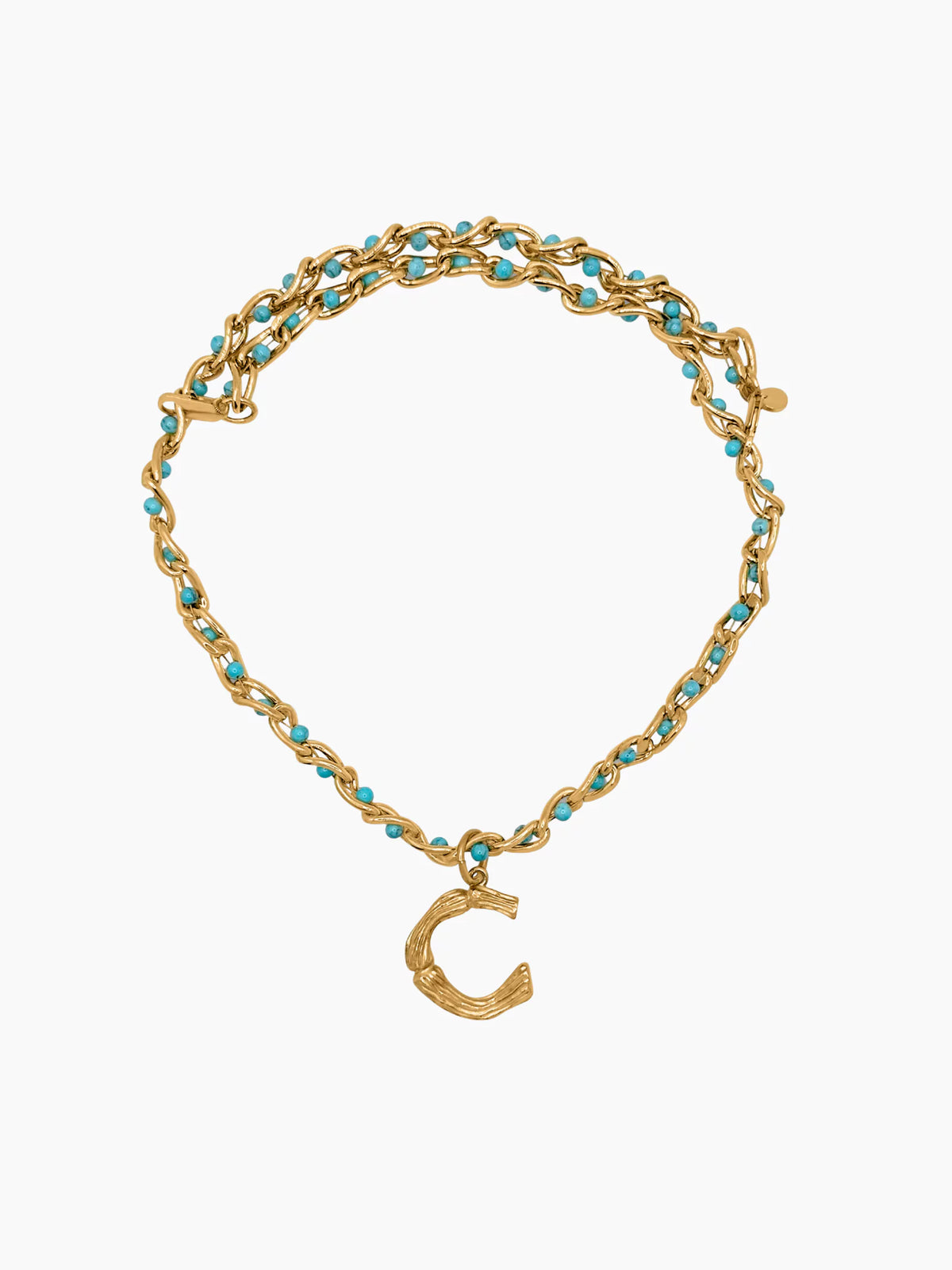 Turquoise Gold Initial Chain