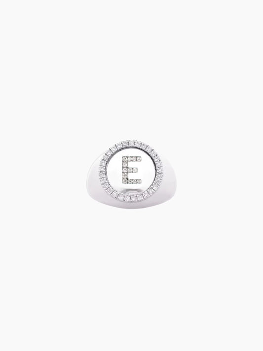 Clear Letter Signet Ring