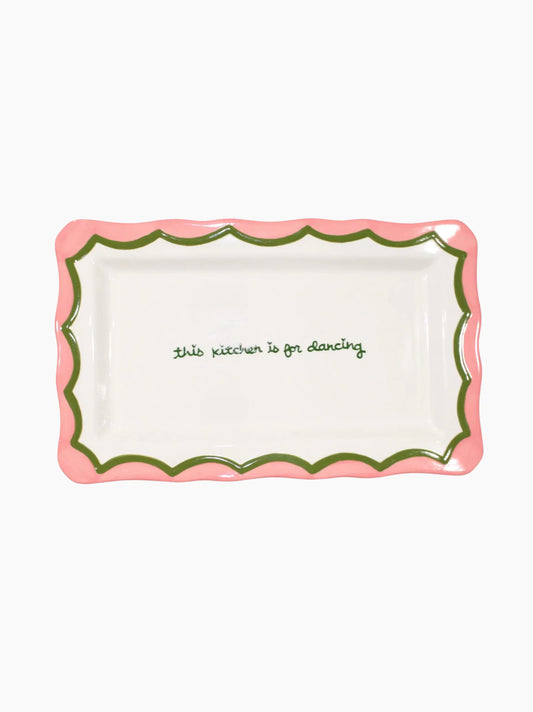 This Kitchen Is For Dancing Scalloped Tray