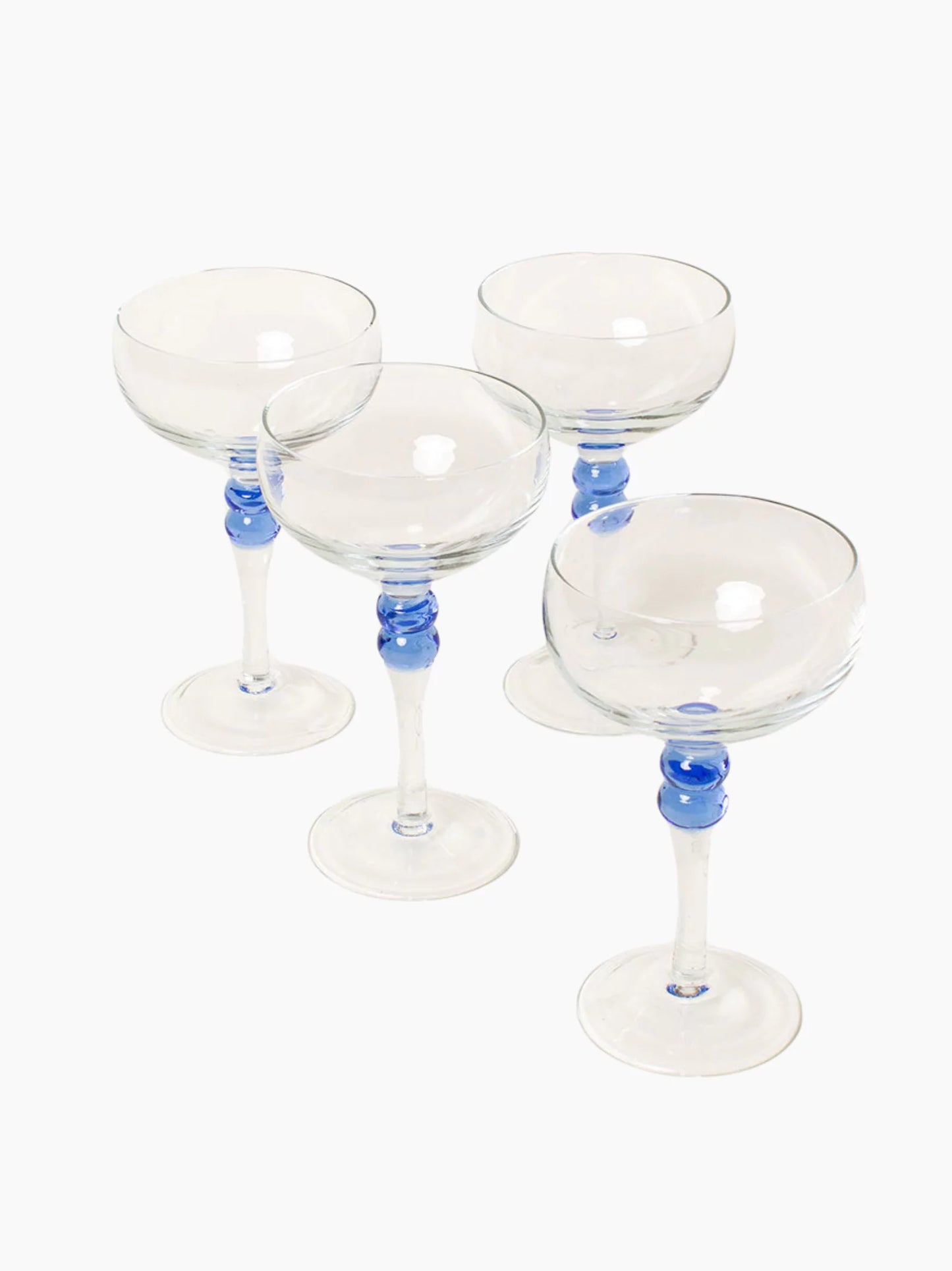 Blue Sphere Cocktail Coupes Set of 4