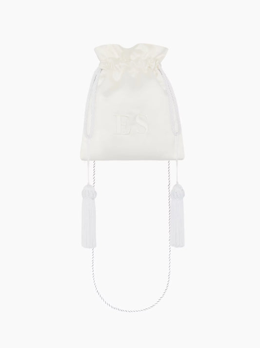 White Silk Satin Pouch Bag